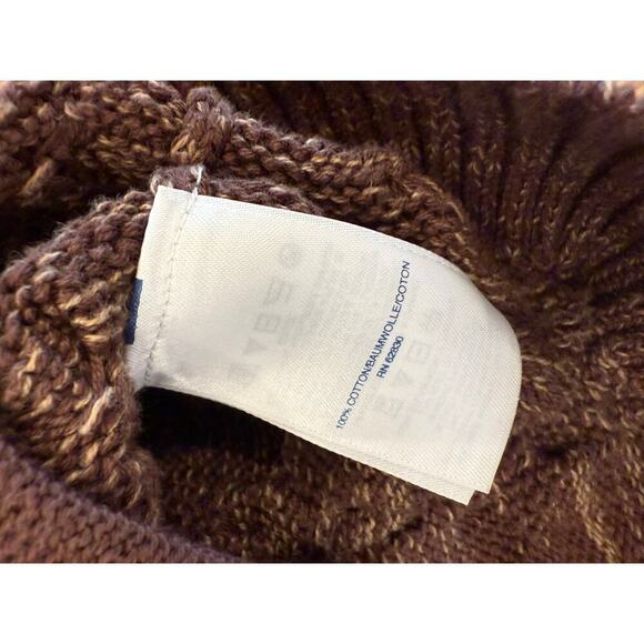 Land's‎ End Marbled Brown Cable Knit Cardigan Shawl Collar Cotton Small (6-8) - Picture 4 of 7